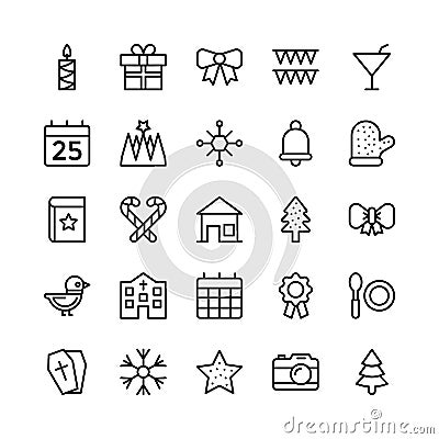 Christmas, Halloween, Party and Celebration Line Vector Icons 5 Stock Photo